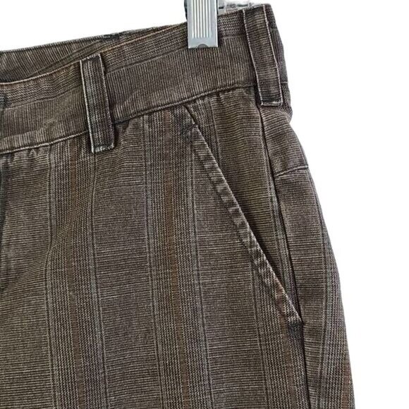 VINCE Brown Plaid Trouser Cotton Blend Side Pockets Size 2 - Picture 3 of 8